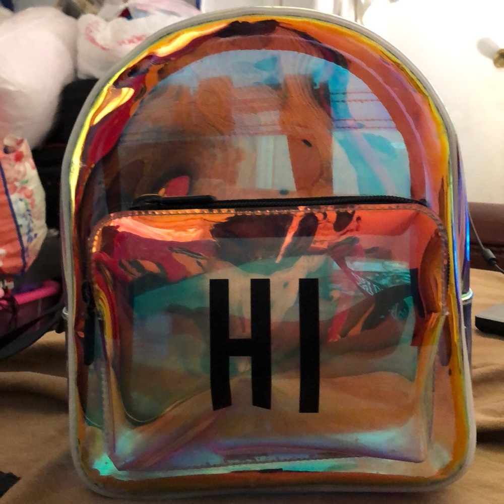 Pink mini backpack .